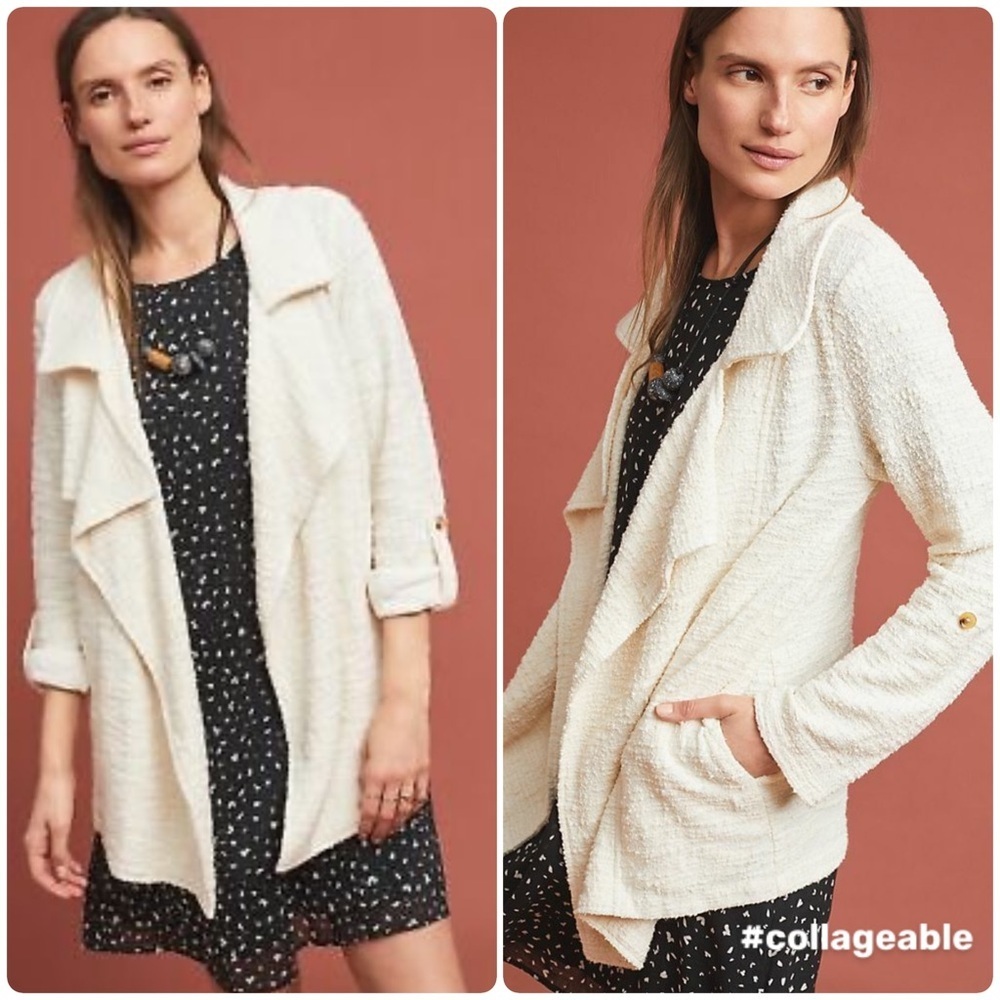 Dolan Anthropologie Tweed Draped Open Front Gwyneth Jacket Size XS
